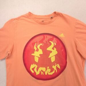 Adidas Casual Crew Neck Short Sleeve Graphic T Shirt Mens Size Medium M Orange